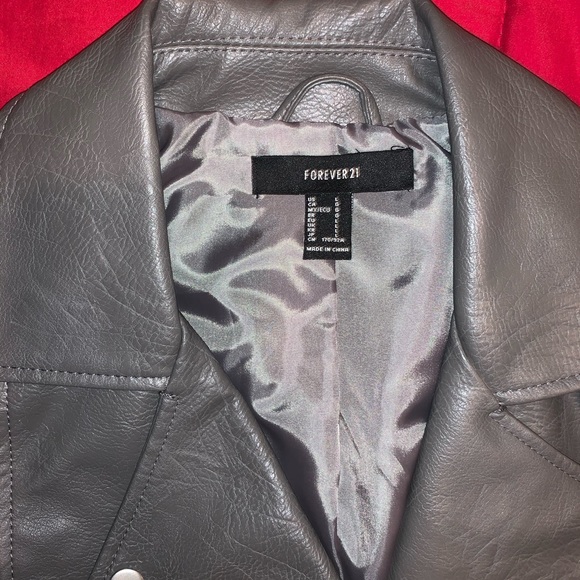 Grey Leather Material Jacket - Picture 6 of 6